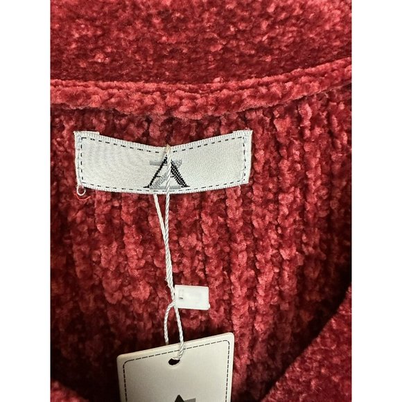 Sweaters for Women V Neck Long Sleeve Pullover Knit Top With 3 Buttons Red - Picture 2 of 8